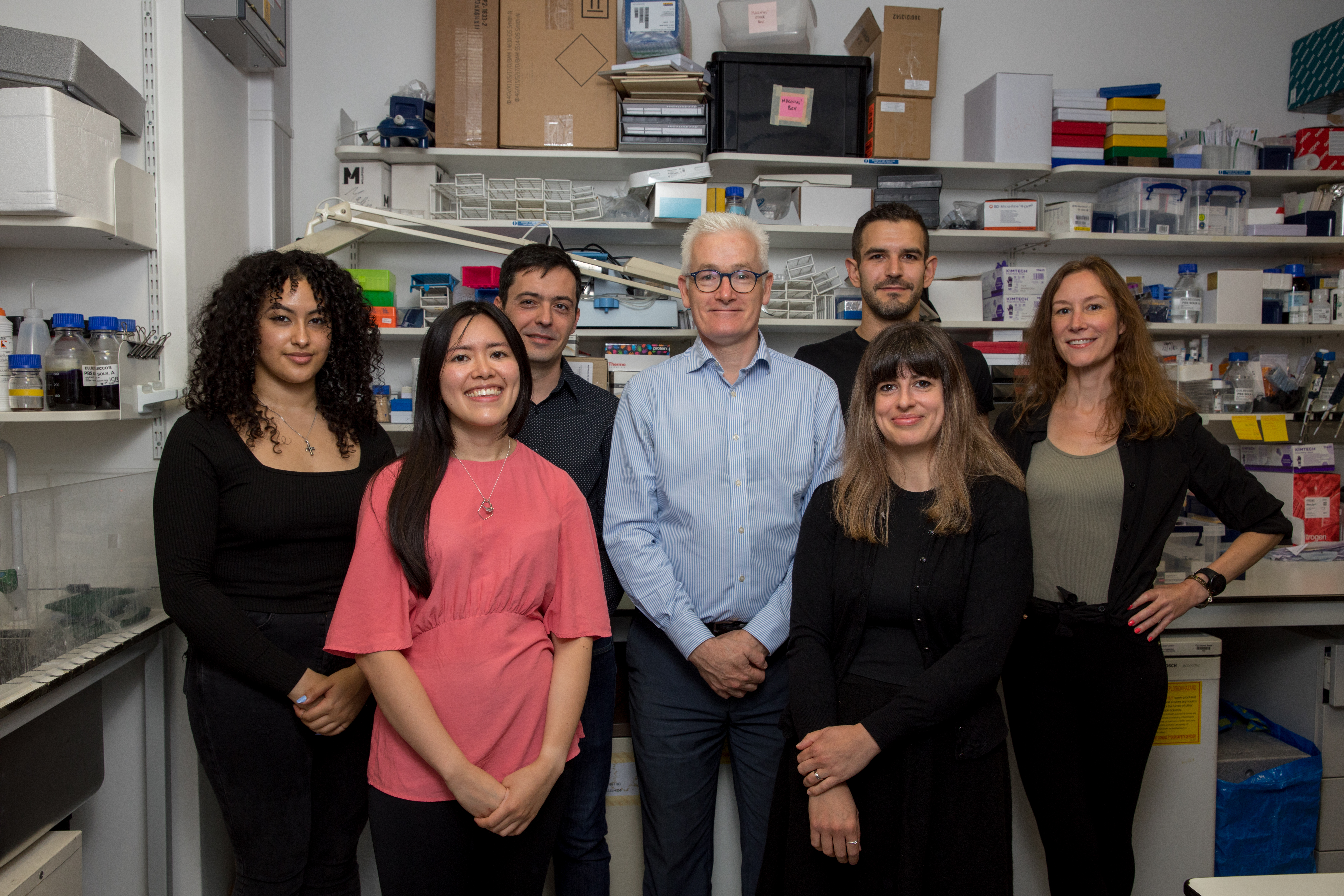 Targeted Therapy Group - Victoria Roulstone, Kevin Harrington Group photo of the Targeted Therapy Group in the lab