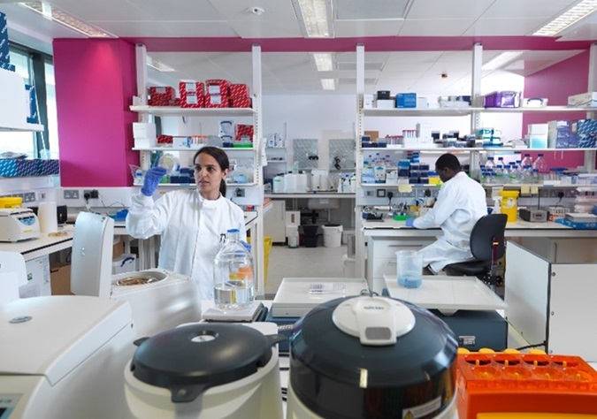 Lab - View of a lab with scientists working