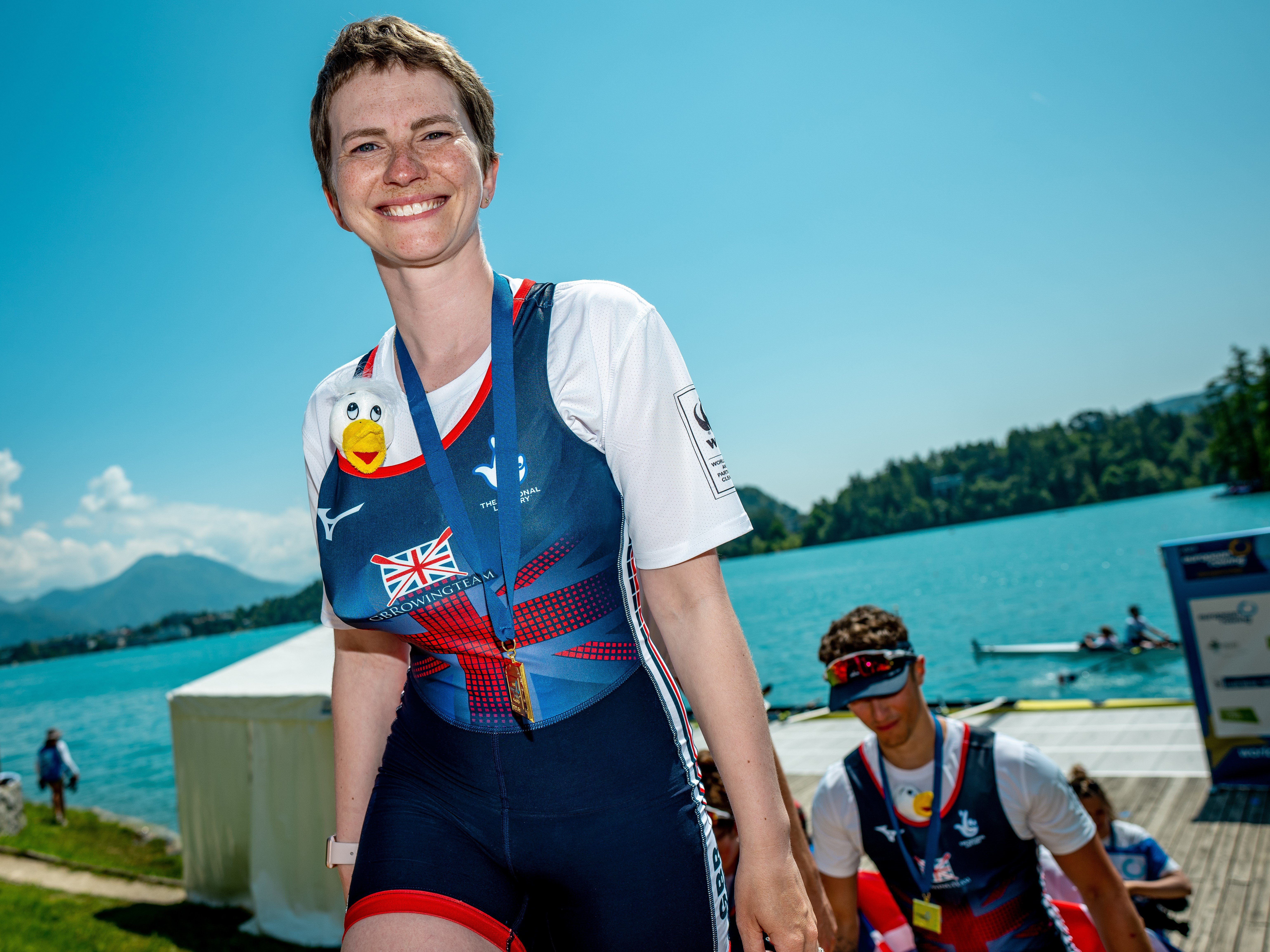 Erin wearing a GB vest smiles for the camera