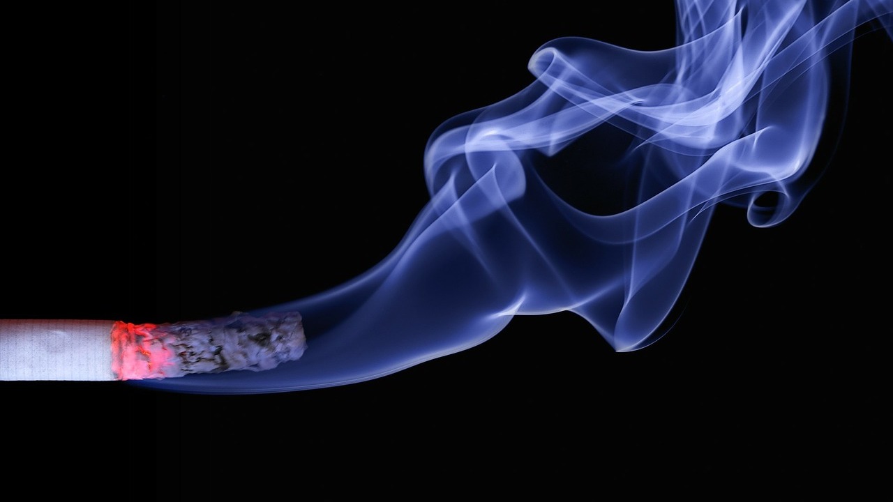 Smoke produced from lit cigarette