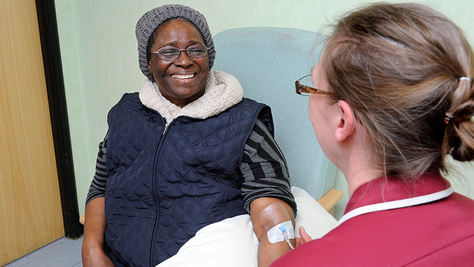 Female patient and nurse