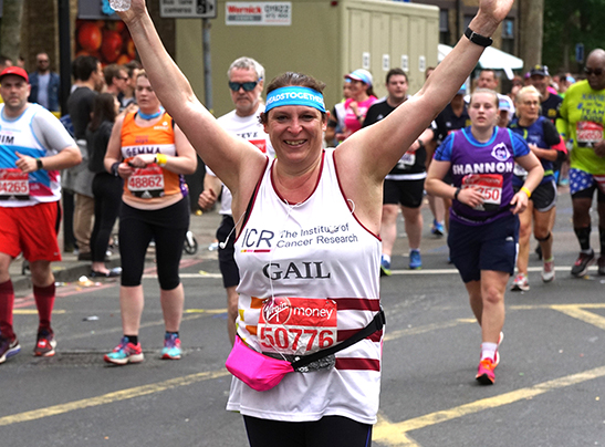 Gail Deayton running the London Marathon for the ICR