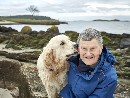 Patient advocate Rob Lester and dog