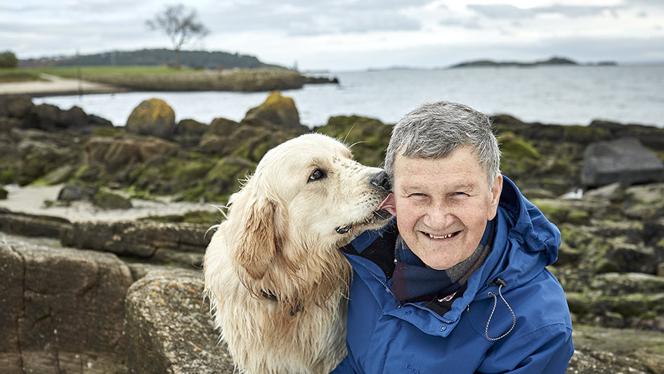 Patient advocate Rob Lester and dog