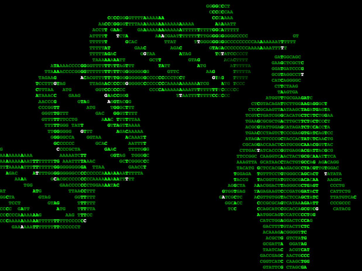 Illustration of DNA strand and human figure with genetic code