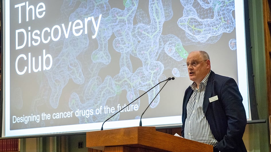 Professor Ian Collins discusses designing the cancer drugs of the future with members of the Discovery Club