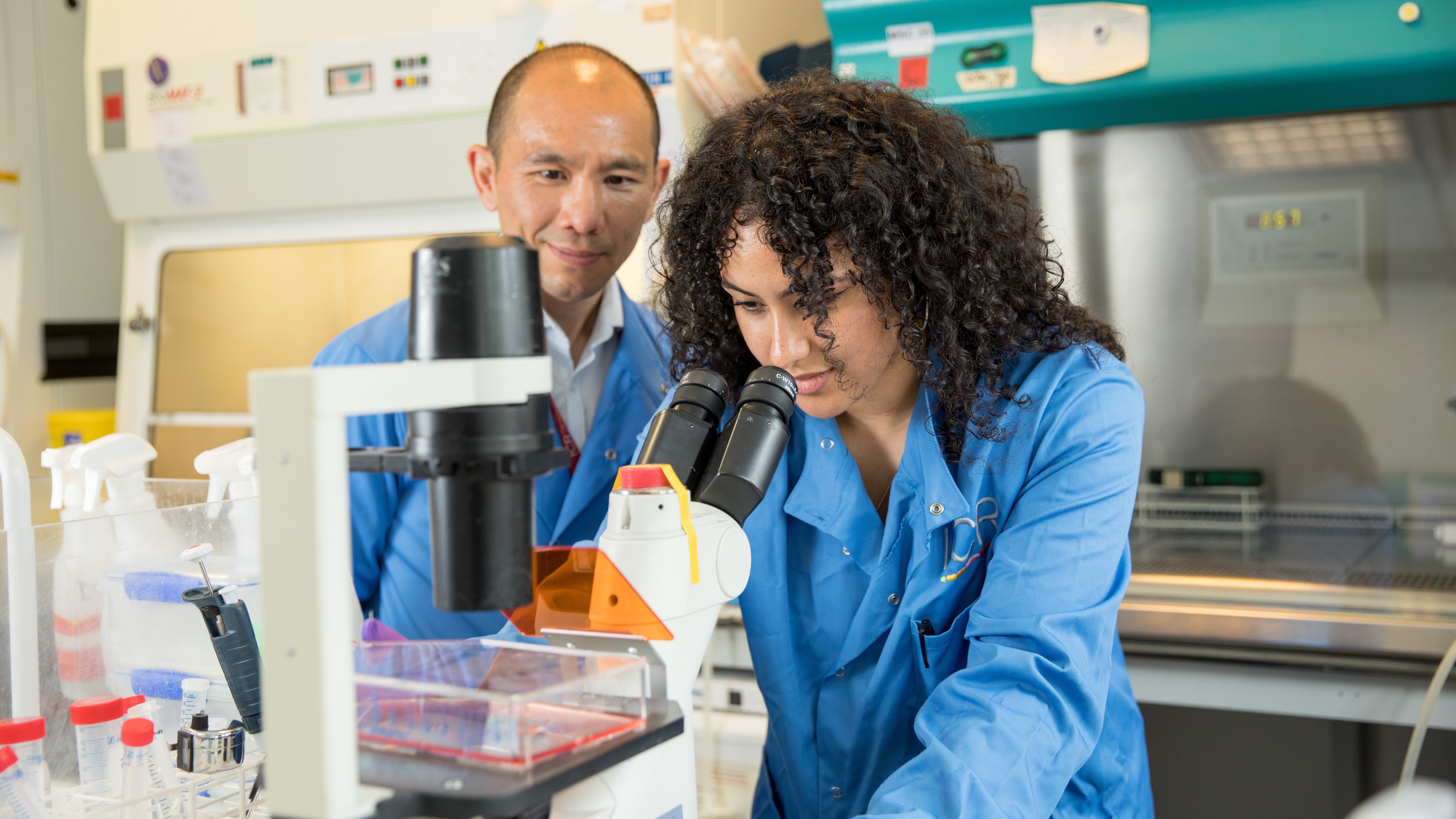 Two researchers in the lab