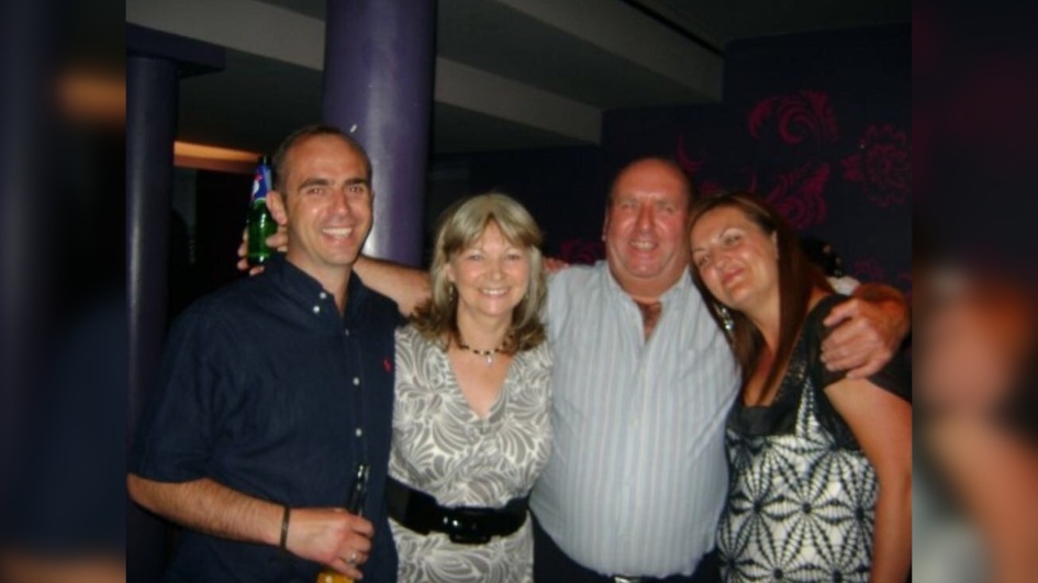 Gary Ware with his partner, Michelle, and his parents